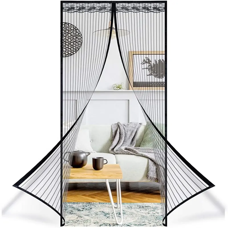 Mosquitera magnética para puerta, cortina de malla de tamaño personalizado