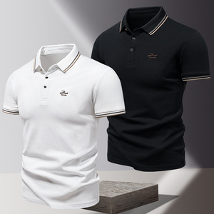 <strong>Men's</strong> Knitted Golf for Polo Shirt with Button Design Solid Pattern Key Words Based on Product Title <strong>Attributes</strong> - Product Image 6