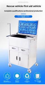 Chariot médical moderne chariot avec surface miroir double portes en acier inoxydable pour les hôpitaux et les cliniques - Product Image 2