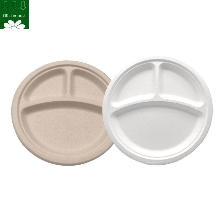 SKU-04 Assiette en bagasse 3 compartiments