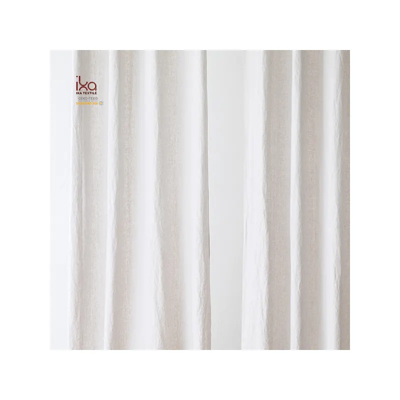 Rideau de fenêtre de salle de bain en lin, tissu de lin lourd occultant blanc européen personnalisé 100%