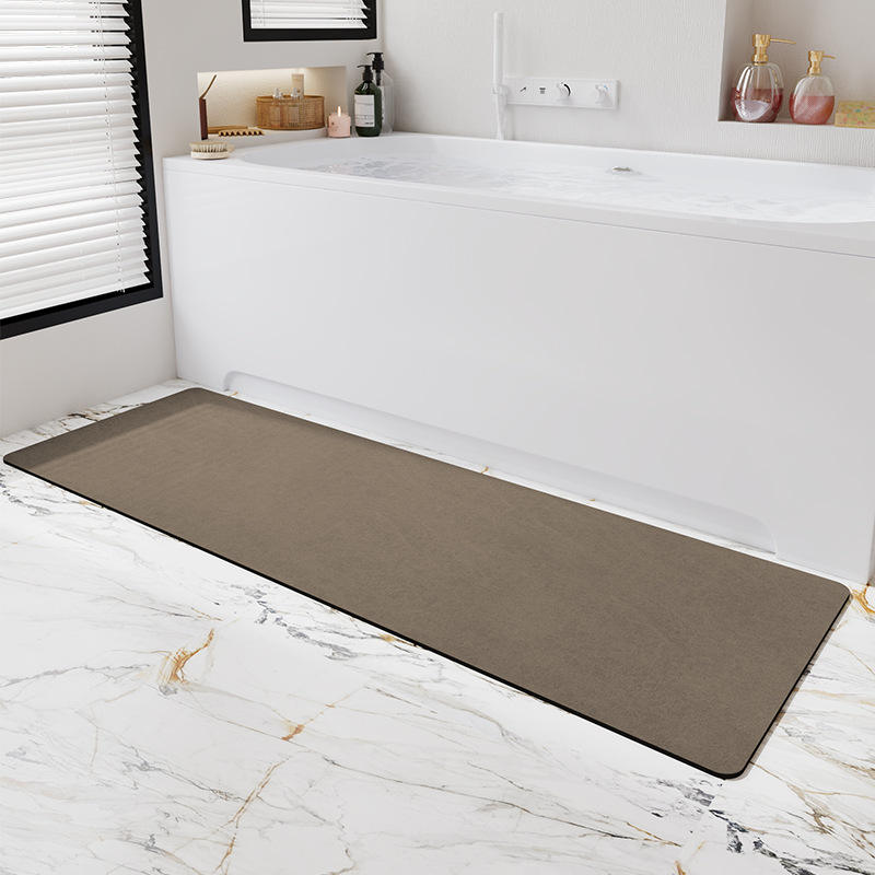 Tapis de salle de bain en polaire arc-en-ciel - Gris minimaliste