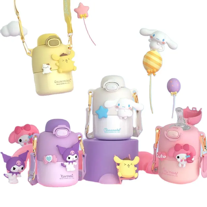 Sanrio Kuromi cangkir penghangat anak-anak, botol air terisolasi sekolah baja tahan karat Hello-kitty lucu untuk anak-anak 2023