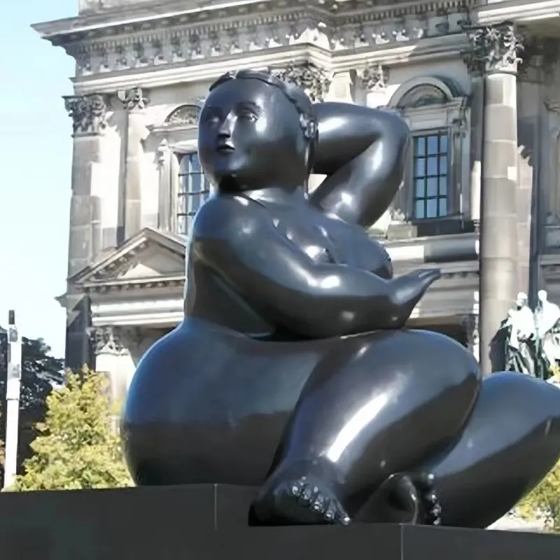 Popular grande tamanho decoração personalizar ferando botero arte público cidade praça bronze mulher ao ar livre gorda escultura feminina