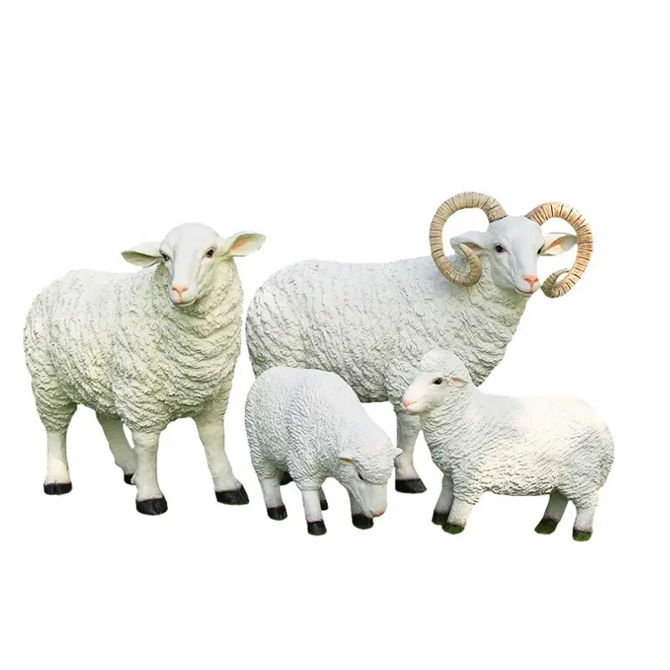 Ngoài trời nhựa lớn sợi dê cừu điêu khắc động vật tượng thủ công