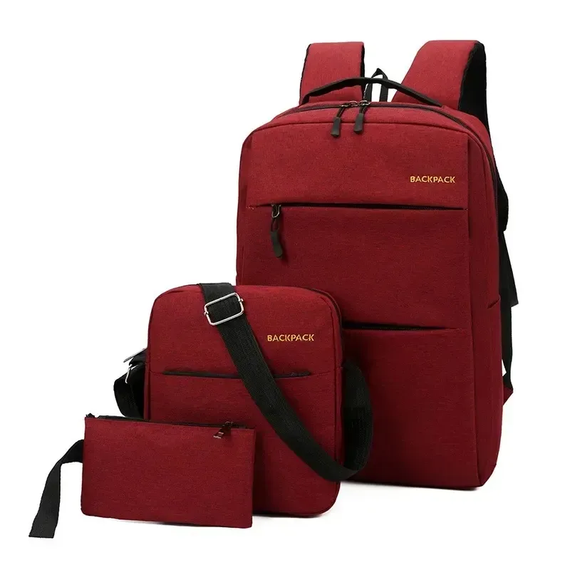 I-0165 сумка с USB-зарядкой, повседневные многофункциональные рюкзаки, мужские школьные сумки, 3 шт./комплект, модные рюкзаки для ноутбука, маленький рюкзак
