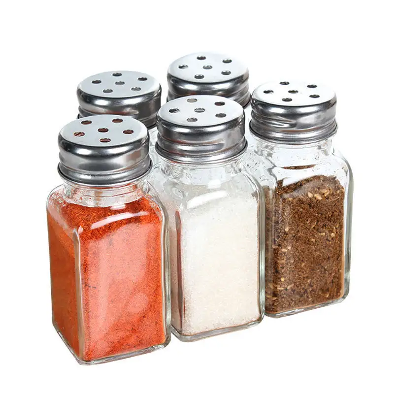 80ml 120ml trasparente sottile vuoto sale spezie pepe Shaker bottiglia condimento in vetro per spezie pepe sale cumino Curry sesamo