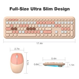 Colorful Full Size Wireless <strong>Keyboard</strong> and Mouse Combowith Number Pad Silent Cute Mouse 2.4GHz Dropout-Free Connection <strong>Keyboard</strong> - Product Image 4