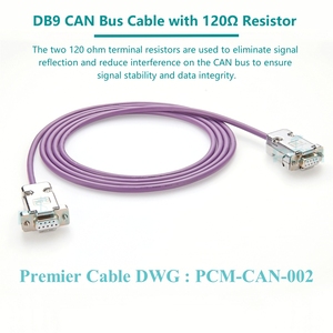 Câble de contrôleur de bus CAN D-Sub DB9 CAN-High CAN-Low avec 2x120 Ohm Terminator Resistor Automation Vehicle <span class=keywords><strong>Data</strong></span> Logger Testing - Product Image 3