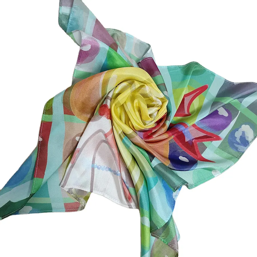 Foulard en soie Habutai Spinning de haute qualité à motif de conception originale pour femme