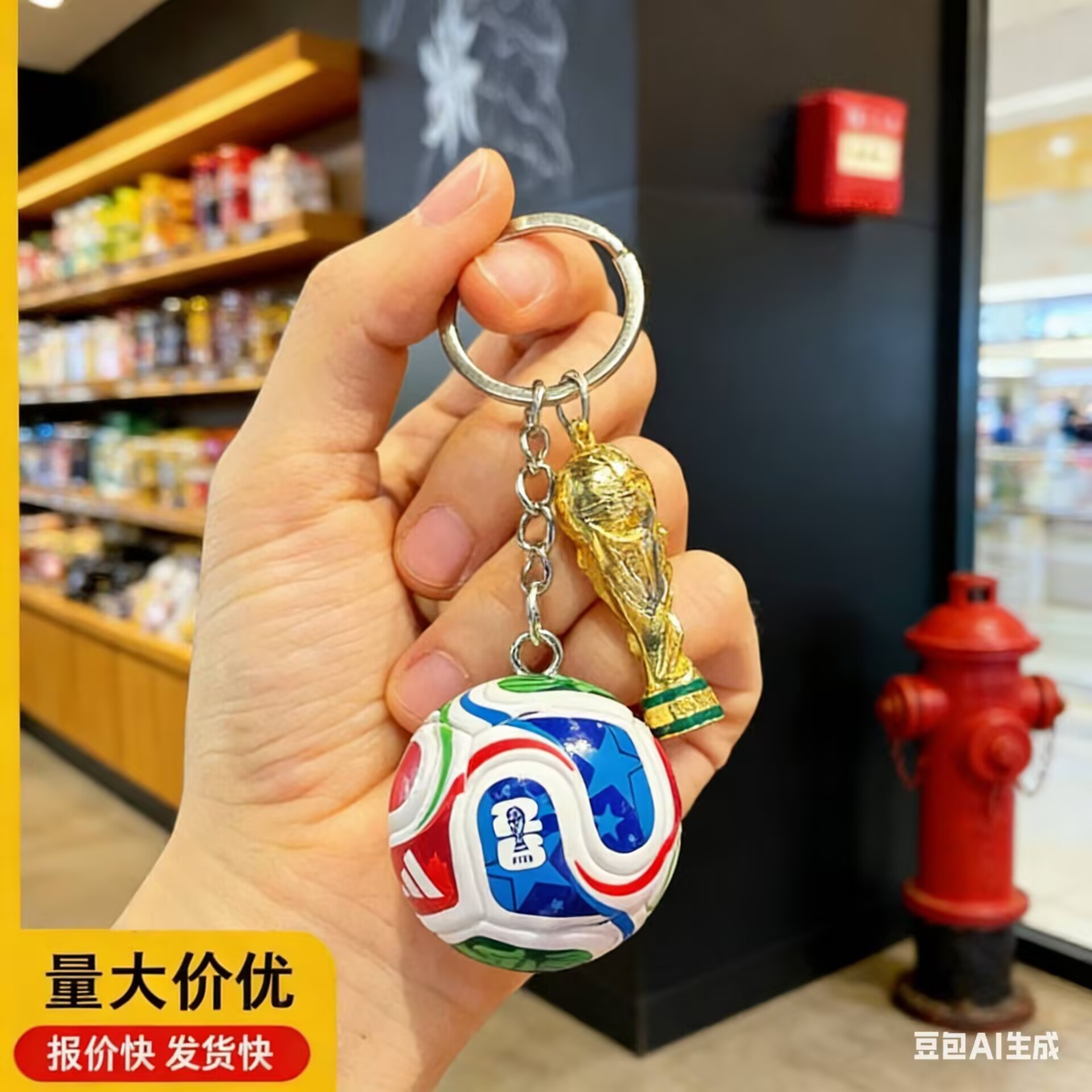World Cup Football Keychain Medium Size World Cup Trophy