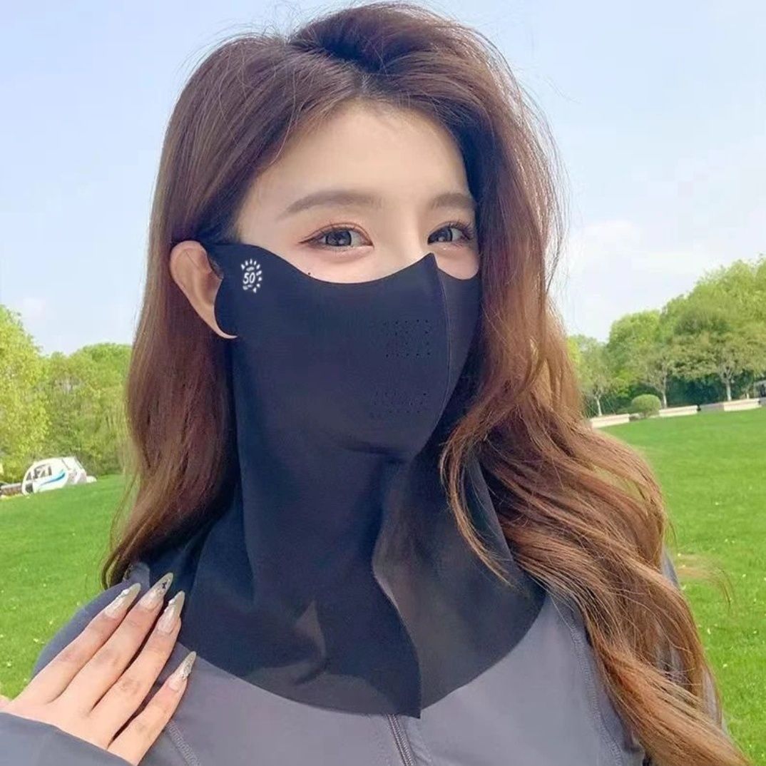 Ice silk mask, short, light gray