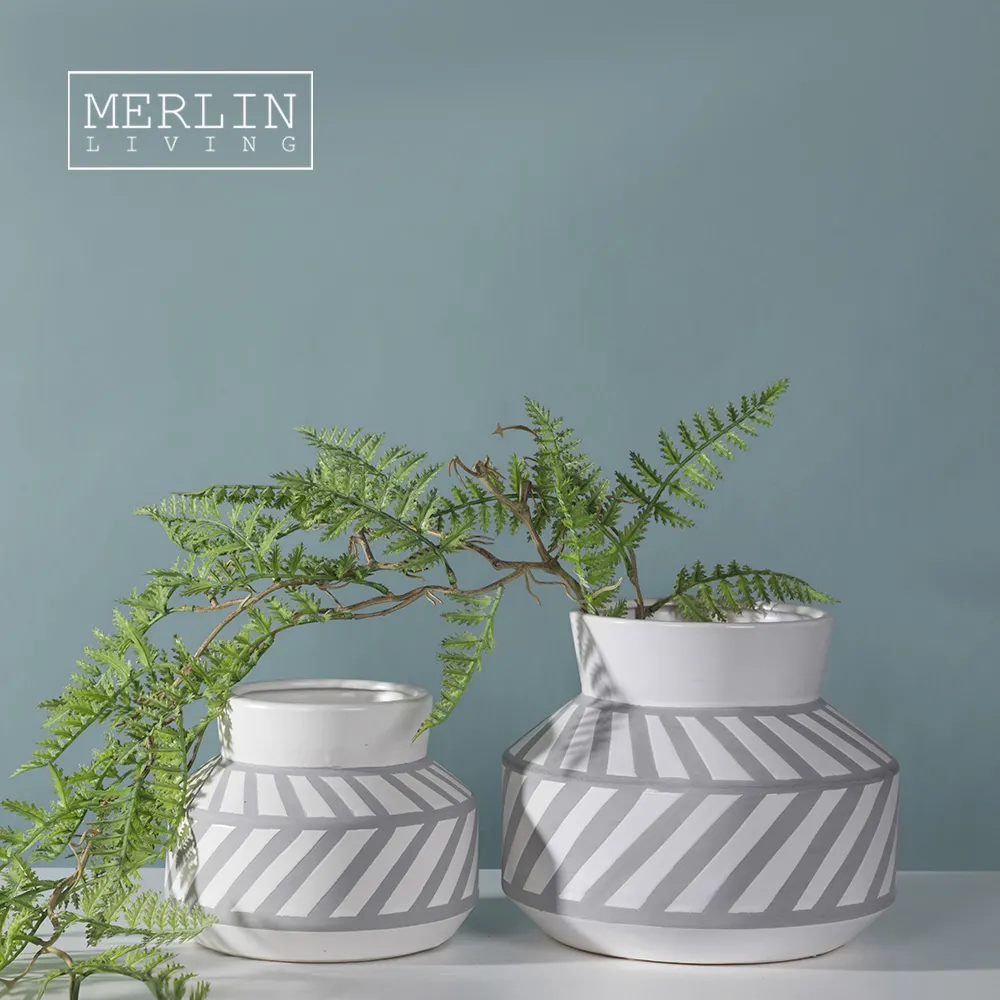 Merlin-maceta nórdica de cerámica para plantas, florero blanco mate, minimalista, moderno, para escritorio