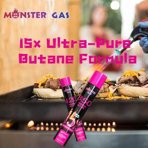 Monstergas 15x超纯丁烷燃料罐420毫升金属补充气体打火机免费运输