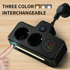Interruptor de tira de alimentación de la UE de 3250W y cable de alimentación de toma de corriente con 2 enchufes de CA DE LA UE PD20W + QC3.0 + 1C1A e interruptor de control independiente - Product Image 2