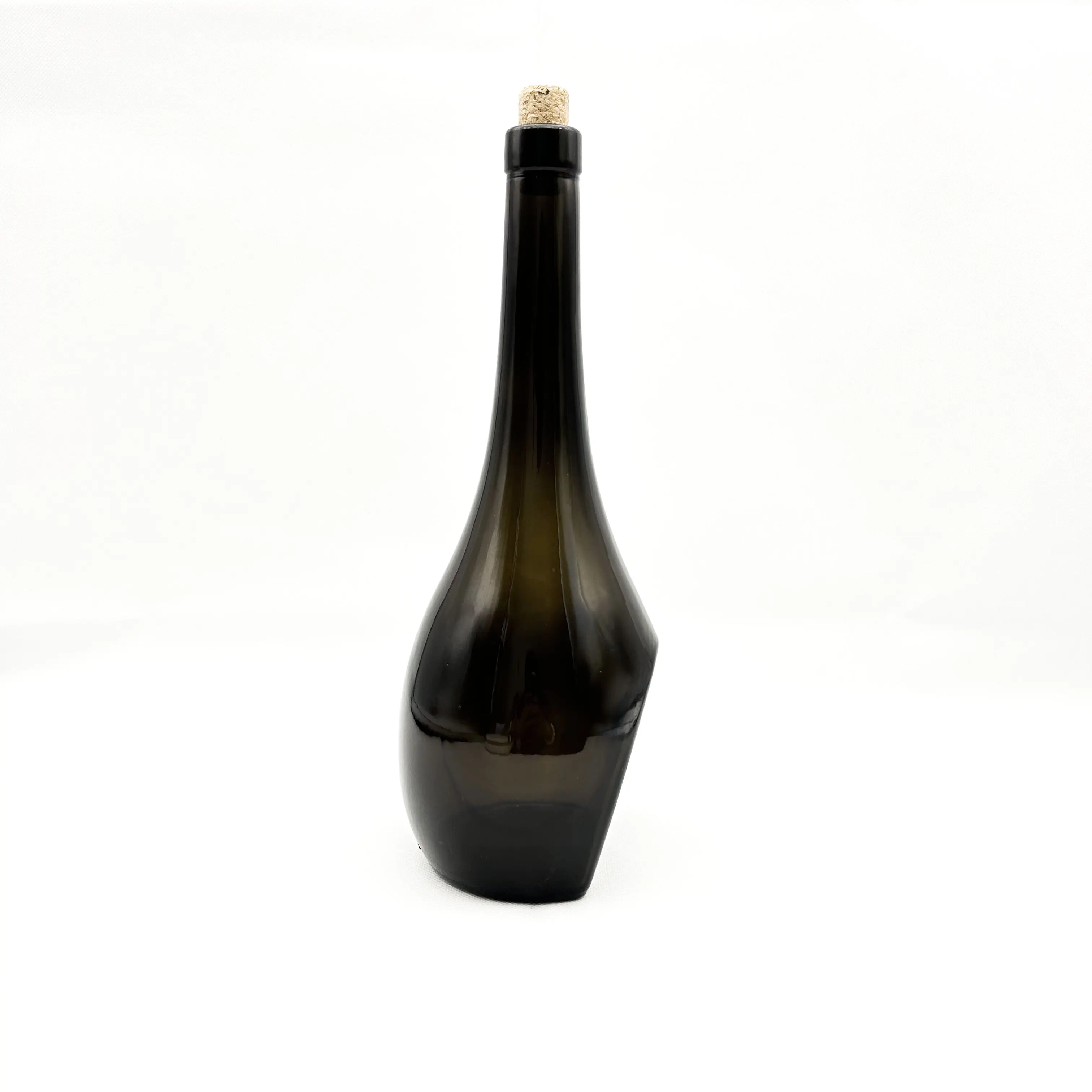 Atacado personalizado vazio italiano uva vidro garrafas de vinho com design irregular, branco uva vidro garrafas de vinho vintage