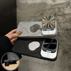 Kamera kılıfı standı manyetik telefon iPhone için kılıf 16 Pro Max 11 12 13 14 artı 15 Pro Logo görünüm yumuşak TPU renk Kickstand vaka