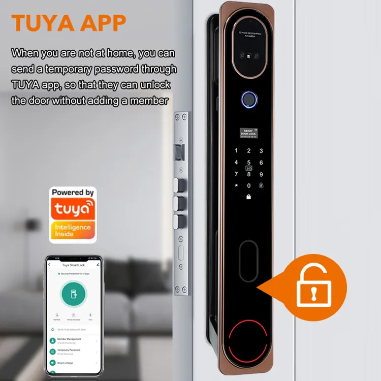 Intelligente Real-Time Video Intercom Tuya Wifi Gezichtsherkenning Slimme Deurslot Met Camera Digitaal Sleutelloos Smart Lock