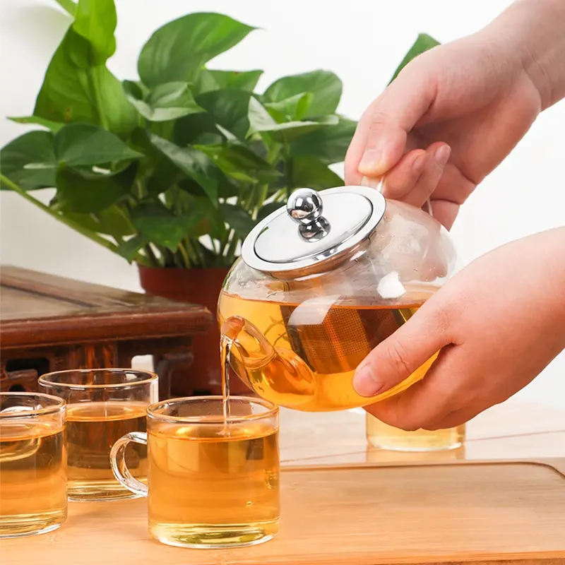 Transparent high borosilicate teapot heat resistant glass tea pot with infuser