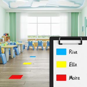 3*5 Inch Reusable Rectangle Vinyl Floor Stickers <strong>Color</strong> <strong>Coding</strong> Name Tags Roll with 200 PCS <strong>Red</strong> Custom Logo Adhesive Sticker - Product Image 3