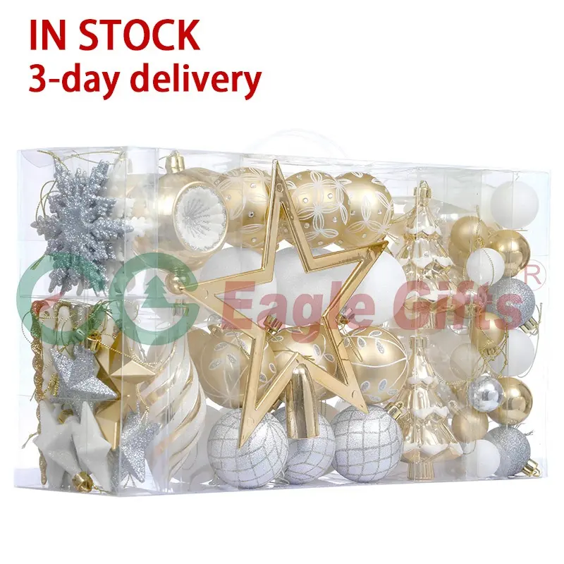 EAGLEGIFTS 100 Uds. Adorno de lujo dorado y blanco a granel, accesorios para artículos, productos de decoración navideña, regalos, adornos de Bolas de plástico