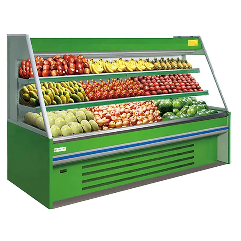 Réfrigérateur vertical en acier inoxydable, pour légumes et fruits, réfrigérateur de supermarché, ouvert, bon prix, 20 l