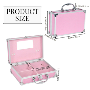 带镜子的专业化妆盒便携式可锁化妆品储物盒大容量化妆盒 - Product Image 1