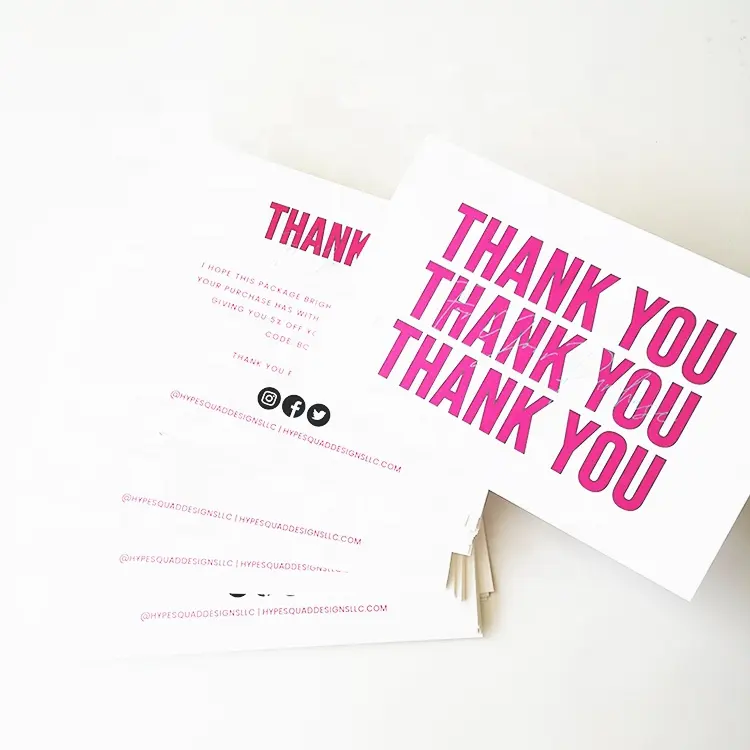Quantité minimale de commande bas Logo personnalisé imprimé Design couleur Merci cartes postales Cartes postales Promotion Business Cartes de remerciement