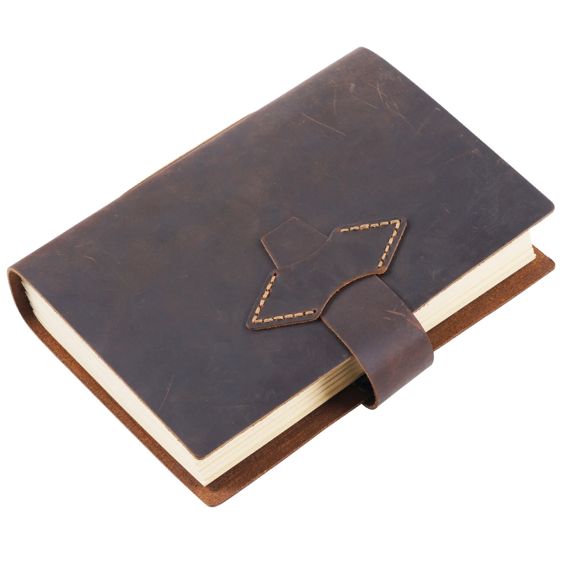 Aiguonimu kulit asli A5 ukuran buku sketsa buku harian Retro dengan pena Loop buku catatan kulit sapi netral perencana Notebook buatan tangan