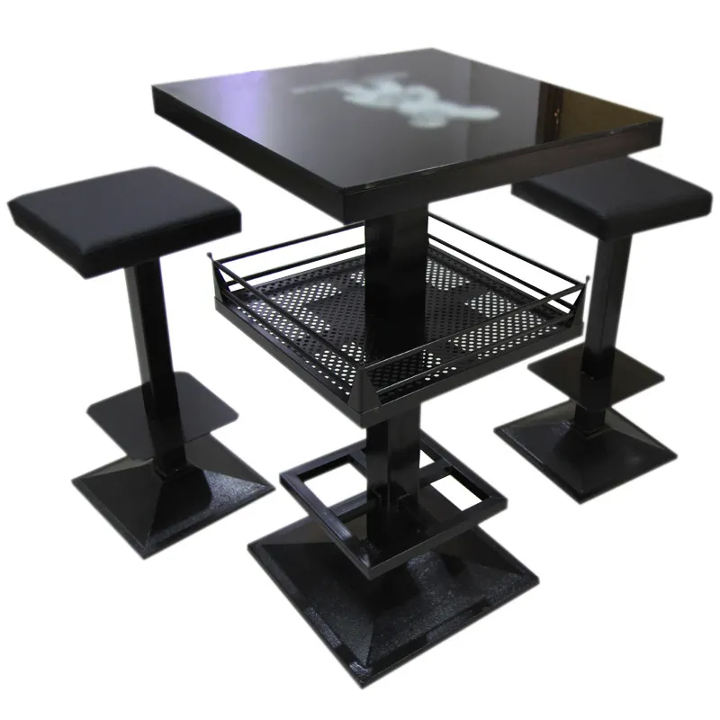 Nouvelle table de bar ronde lumière lente rouleau bar table et chaise combinaison KTV table à thé tabouret en fer