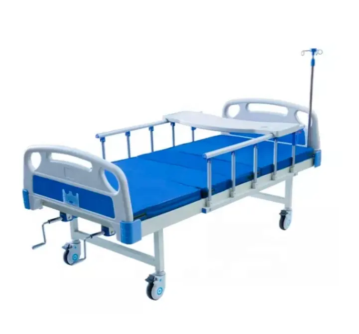 Colchão de aço inoxidável durável para cama de hospital, colchão essencial barato com suporte para Iv, bandeja removível manual ajustável, ideal para uso