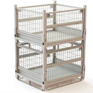 Contenedores de almacenamiento de malla de alambre a granel, Metal rígido, desmontable, resistente, jaula de apilamiento, a la venta - Product Image 5