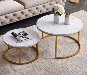 Contemporary Round Nesting Coffee <strong>Table</strong> Bent Black Gold Metal Side Glass Marble Stone Mdf Wood Nest of <strong>3</strong> <strong>Table</strong> <strong>Set</strong> Nesting <strong>Table</strong> - Product Image 6