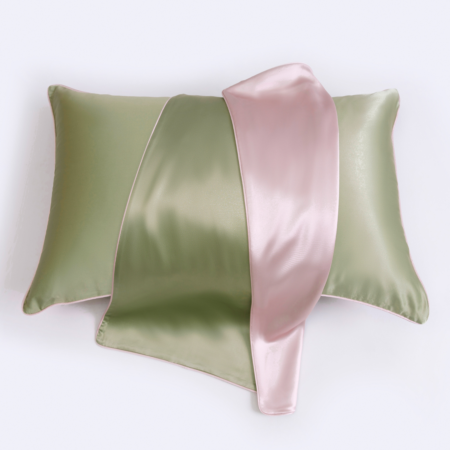Verde fagiolo e rosa tenero (federa singola)
