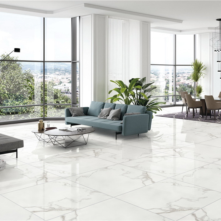 Carrara  Soft Polished Glazed Porcelain Floor Tile on sale 600x600mm