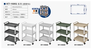 รถเข็นเก็บของอเนกประสงค์: รถเข็นแบบ3ชั้นรถเข็นแพลตฟอร์มมีสี่ล้อ - Product Image 2