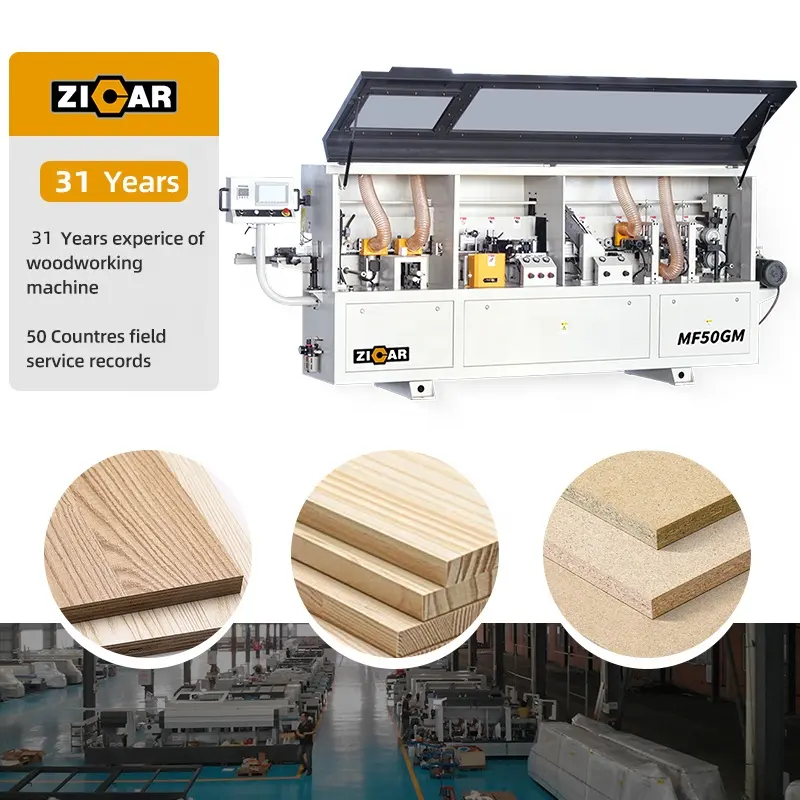 ZICAR Woodworking automatic PVC edge bander MDF panel furniture wood edge banding machine price for straight and curve