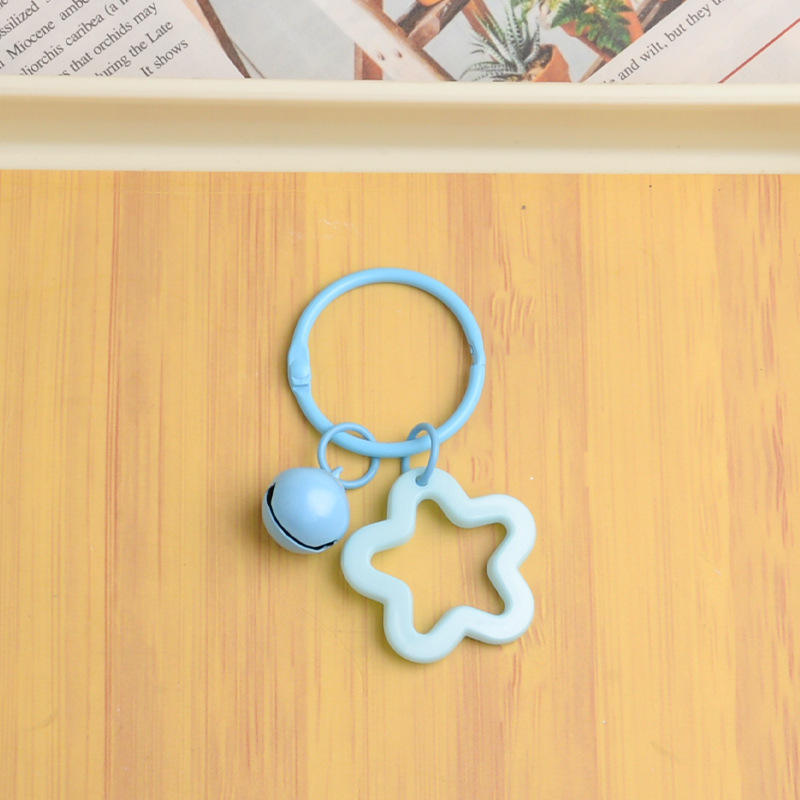 Bague étoile à cinq branches bleue 14 cloches