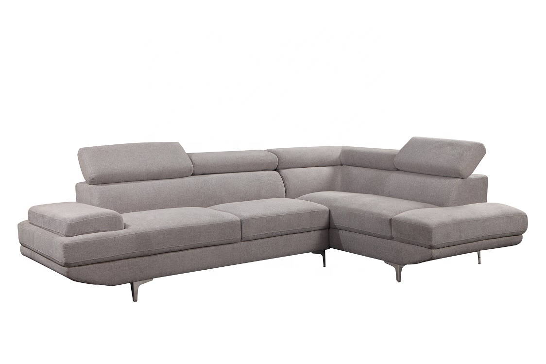 European style upholstery reclinable modern gray fabric sectional couch living room sofa set with chaise