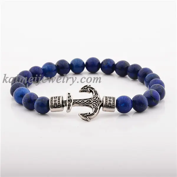 Pulsera de acero inoxidable con cuentas para hombre, joyería de moda Popular, diseño de ancla de barco, 316L