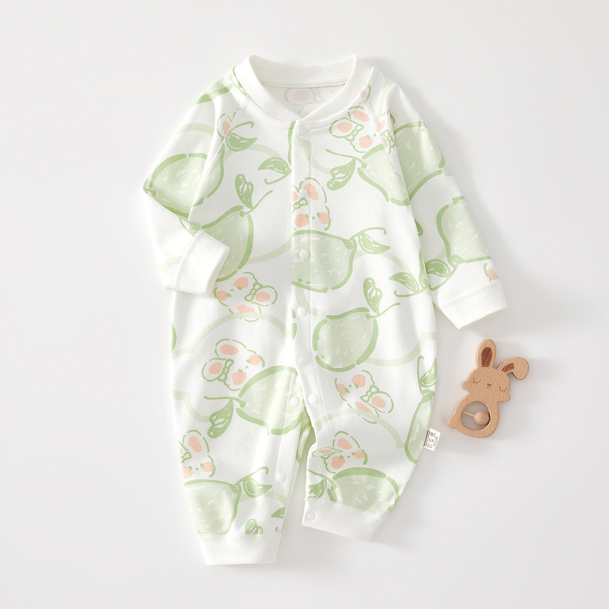 spring autumn jumpsuit with printed green sweet pear