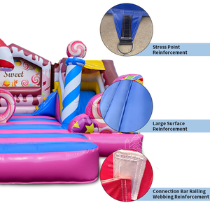 Thương mại <span class=keywords><strong>Inflatable</strong></span> Bouncer chất lượng tốt kẹo màu hồng <span class=keywords><strong>Inflatable</strong></span> lâu đài bouncy với trượt Combo ngoài trời trẻ em cho bên cho thuê - Product Image 5