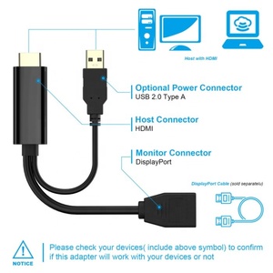 USB2.0電源ケーブル付きの新しいHDMI-Displayportアダプター4K30HzHDアダプターディスプレイケーブル付きHDMI-DPゲームコンピューター - Product Image 4