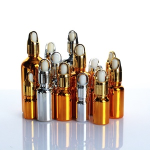 Vacío redondo 5ml 10ml 15ml 20ml 30ml 50ml 100mL cosmético electrochapado oro vidrio cabello aceite esencial cuentagotas botella - Product Image 2