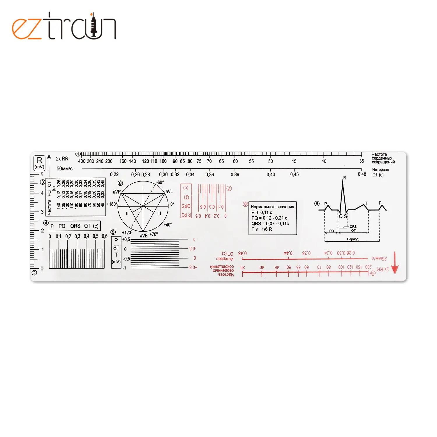 Règle de fréquence cardiaque personnalisée règle ECG avec logo OEM règle d'échelle ECG en plastique imprimable ECG