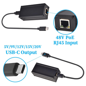 GPD2CBT-20V 25W Gigabit PoE to USB-C Driver Converter PoE to Type-C Power <strong>Output</strong> 2 in 1 5V/9V/12V/15V/20V Adaptive <strong>Output</strong>