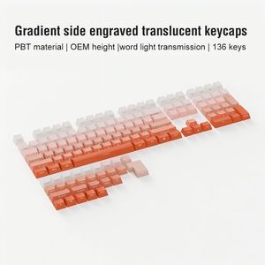 คีย์บอร์ดไล่ระดับสีเทา PBT แบบสองสีดั้งเดิมความสูงของโรงงานสลักด้านข้างไล่ระดับสี136 - Product Image 3