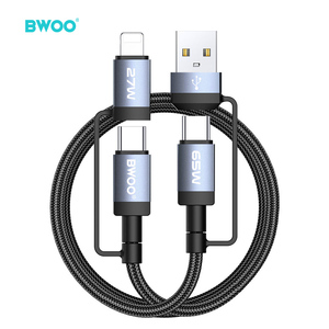 Bwoo PD 27W สายชาร์จ USB อเนกประสงค์, สายไนลอนแบบถัก4 in 1พอร์ตชนิด C สำหรับ iPhone 15 14 13 12 11 PRO MAX XS XR XS - Product Image 1