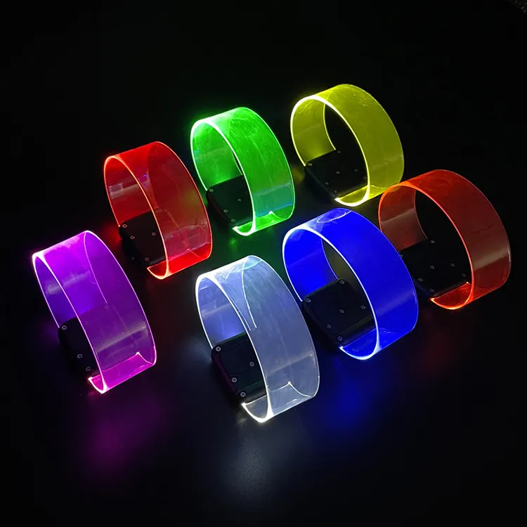 Pulsera inteligente de plástico con luz led rgb para eventos y festivales, pulsera de plástico brillante con control remoto, rfid, dmx