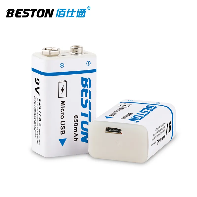 BESTON-batería recargable de litio para multímetro e instrumento electrónico, USB, 9v, 650mAh, alta calidad